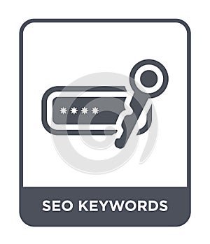 seo keywords icon in trendy design style. seo keywords icon isolated on white background. seo keywords vector icon simple and