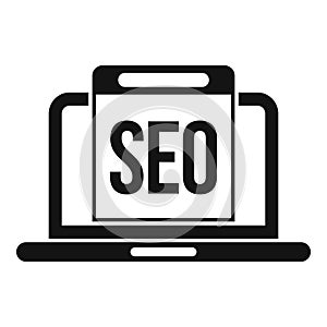 Seo laptop engine icon simple vector. Boost market