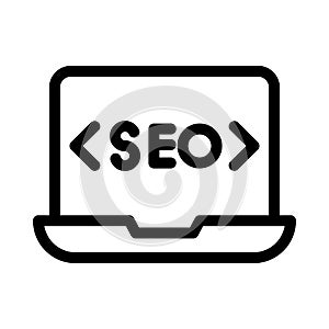SEO laptop vector thin line icon