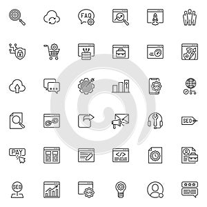 SEO line icons set