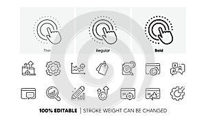 Seo line icons. Website stats, Target and Increase sales. Linear set. Line icons. Vector