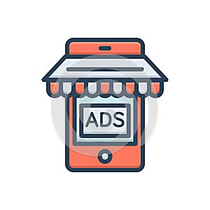 Color illustration icon for marketing, technology and multimedia