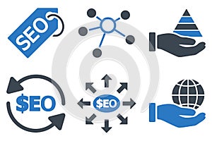 Seo Marketing Flat Vector Icons