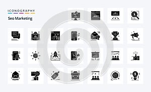 25 Seo Marketing Solid Glyph icon pack