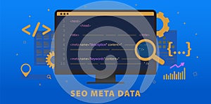 SEO Meta Data, HTTP Website Header Tag Optimization. Search engine optimization title tags and meta description elements