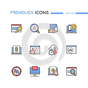 SEO - modern line design style icons set
