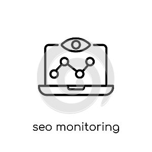seo Monitoring icon. Trendy modern flat linear vector seo Monitoring icon on white background from thin line Programming photo