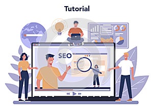 SEO online service or platform. Idea of search engine optimization