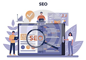 SEO online service or platform. Idea of search engine optimization