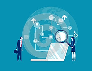 SEO optimization. Concept business vector illustration, Technology, Searching and Analysis, Development