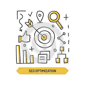 Seo optimization doodle