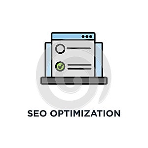 seo optimization icon, symbol of first place in the serp, search engine optimization in design, concept browser window and ranking