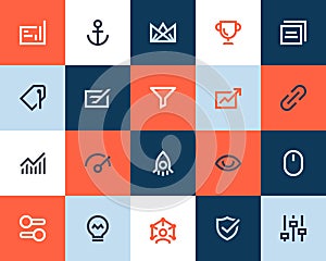 Seo and optimization icons. Flat style