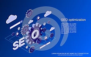 SEO optimization, information search, data analysis vector concept