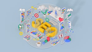 SEO optimization marketing design 3D render illustration