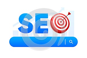 SEO Optimization for marketing social media website. Seo interface for research analysis. Seo strategy. Vector