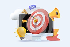 Seo optimization and smm concept. Digital marketing, smm digital web technology. 3D Web Vector Illustrations. Improving