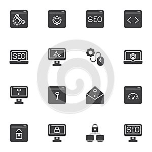 SEO optimization vector icons set