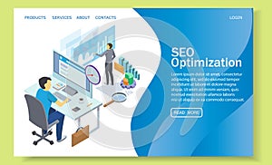 SEO optimization vector website landing page design template