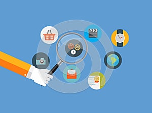 SEO Optimization,Web Analytics Flat Concept Vector