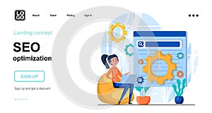 Seo optimization web concept. Search engine settings
