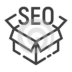 SEO Package line icon, seo and development, box