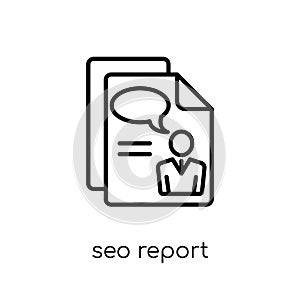 SEO report icon. Trendy modern flat linear vector SEO report icon on white background from thin line Programming collection