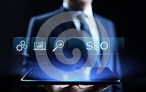 SEO Search engine optimisation digital marketing business technology concept.