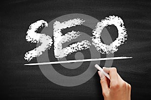 SEO Search engine optimization acronym - process of improving the quality and quantity of website traffic to a website or a web