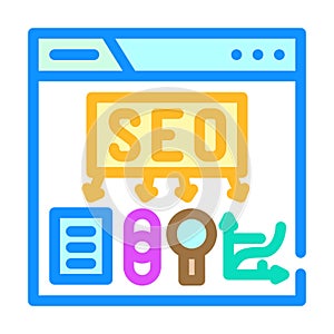 seo search engine optimization color icon vector illustration