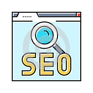 seo search engine optimization color icon vector illustration
