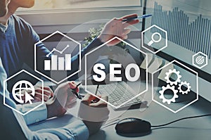 SEO Search Engine Optimization concept, ranking traffic on website