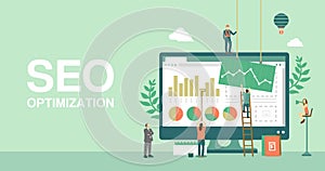 SEO Search Engine Optimization concept vector banner illustration