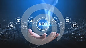 SEO Search engine optimization digital marketing business technology concept.Website Internet Business Technology Concept