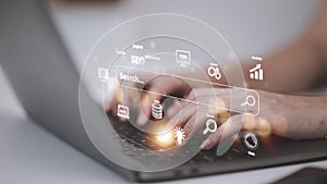 SEO. Search Engine optimization. Digital online marketing andInetrmet technology concept