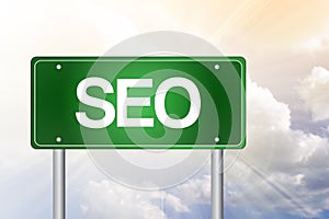 SEO, Search Engine Optimization, Green Road Sign