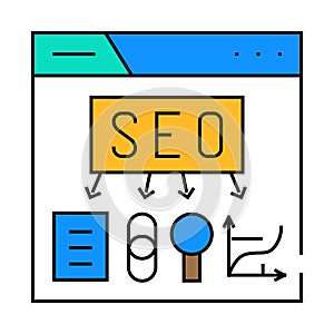 seo search engine optimization icon color illustration