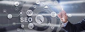 SEO. Search Engine Optimization. Information Internet Concept