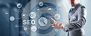 SEO. Search Engine Optimization. Information Internet Concept