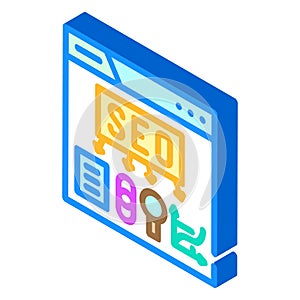 seo search engine optimization isometric icon vector illustration
