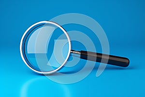 SEO search engine optimization magnifying glass on a blue background