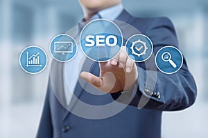 SEO Search Engine Optimization Marketing Ranking Traffic Website Internet Business Technology Concept