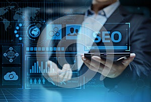 SEO Search Engine Optimization Marketing Ranking Traffic Website Internet Business Technology Concept photo