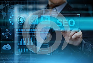 SEO Search Engine Optimization Marketing Ranking Traffic Website Internet Business Technology Concept