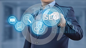 SEO Search Engine Optimization Marketing Ranking Traffic Website Internet Business Technology Concept