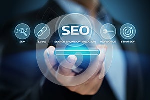 SEO Search Engine Optimization Marketing Ranking Traffic Website Internet Business Technology Concept