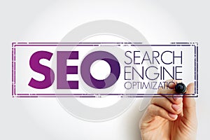 SEO Search Engine Optimization - process of improving the quality and quantity of website traffic to a website or a web page from