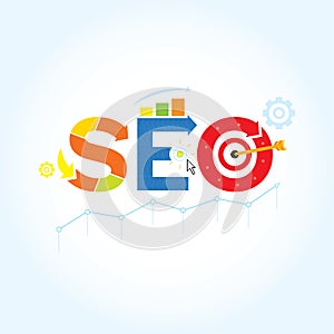 SEO. Search engine optimization SEO illustration concept.