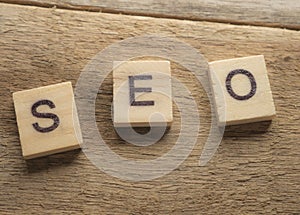 SEO Search Engine Optimization. Words Typography Concept