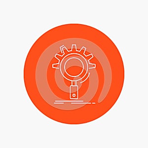 seo, search, optimization, process, setting White Line Icon in Circle background. vector icon illustration